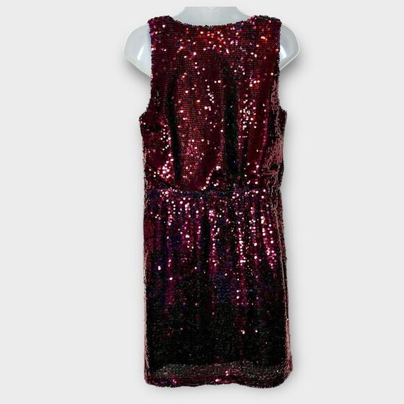 APT 9 cranberry red all over sequin cowl neck short cocktail party dress medium - Picture 4 of 7
